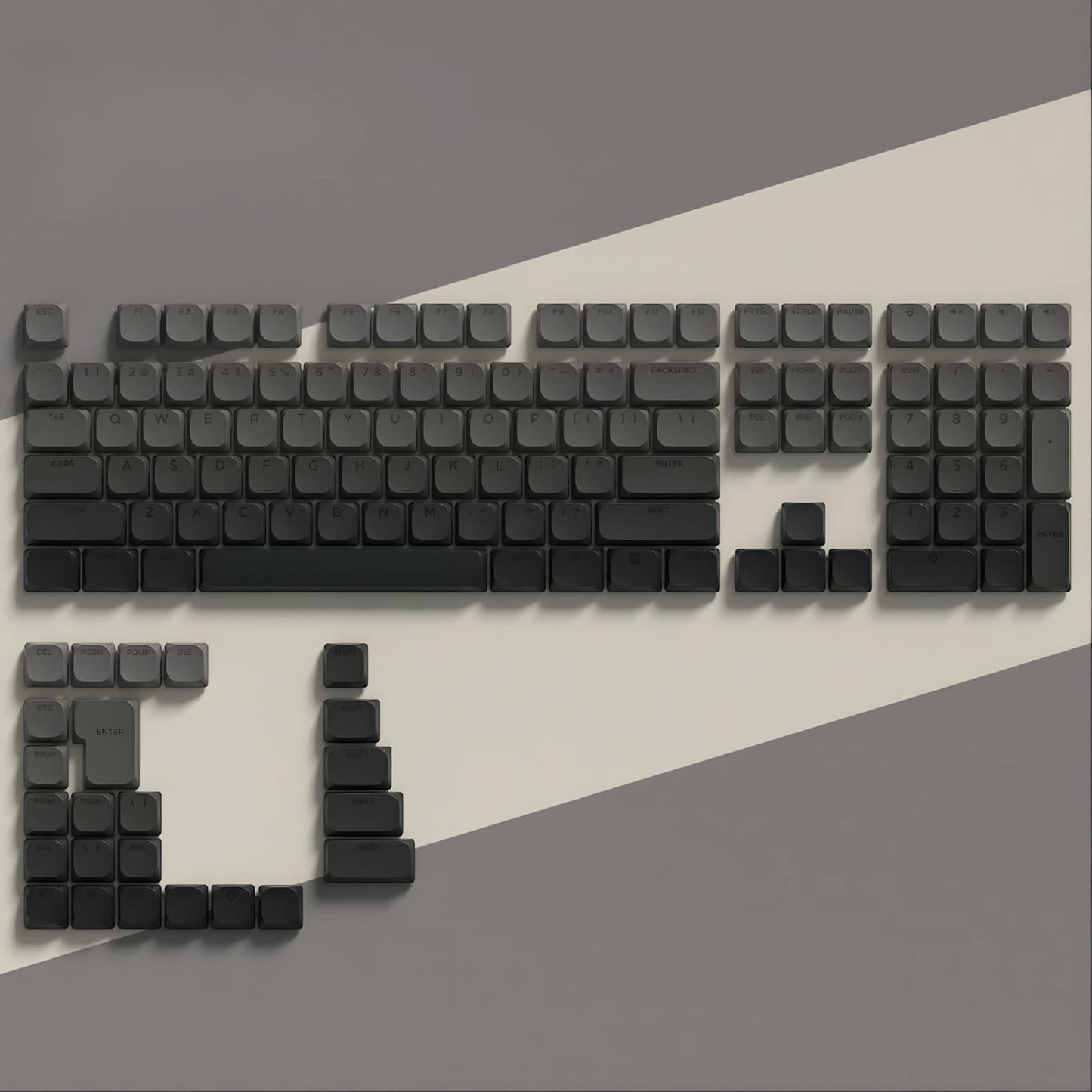 Set de 132 teclas MyKeyboard Horizon de perfil bajo fabricadas en PBT double shot en color gris oscuro