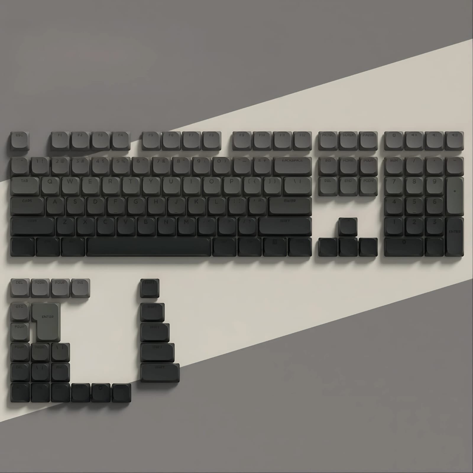 Set de 132 teclas MyKeyboard Horizon de perfil bajo fabricadas en PBT double shot en color gris oscuro