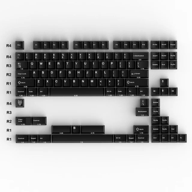Set de 114 teclas MyKeyboard Jaycomia GMK BOW en color negro con perfil Cherry y material PBT Double Shot