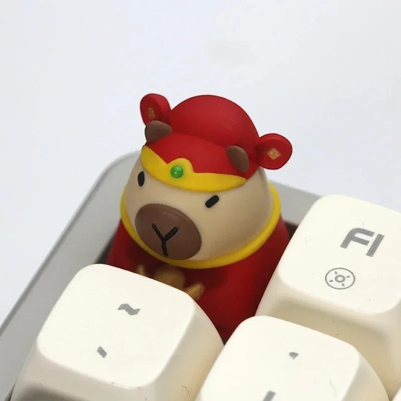 Keycap artesanal MyKeyboard con forma de carpincho vestido de rojo, compatible con switches MX Cherry