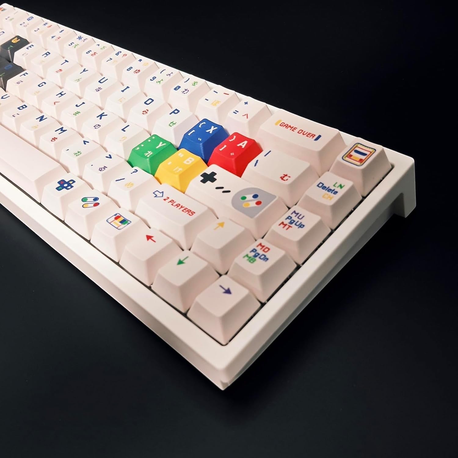 Set de 142 keycaps MyKeyboard Childhood con perfil Cherry, diseño retro colorido y sublimación térmica