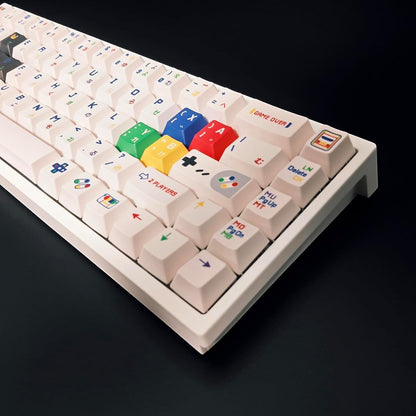 Set de 142 keycaps MyKeyboard Childhood con perfil Cherry, diseño retro colorido y sublimación térmica