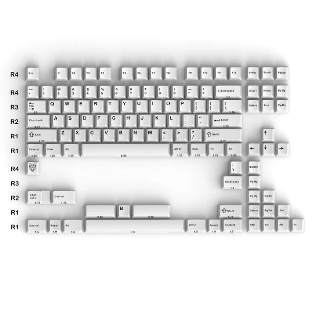 Set de 114 teclas MyKeyboard Jaycomia GMK BOW en color blanco, perfil Cherry y material PBT Double Shot