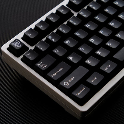 Keycaps MyKeyboard Jaycomia GMK BOW de perfil Cherry en PBT double shot negro con leyenda blanca
