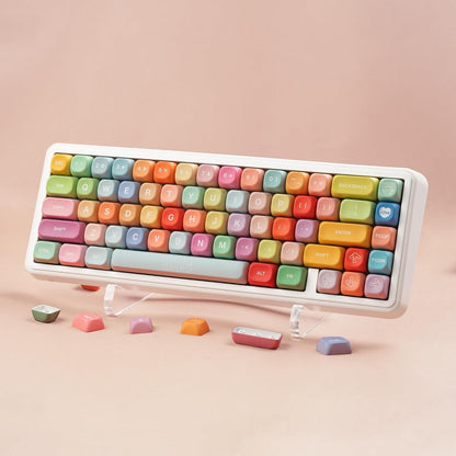Set de 132 keycaps MyKeyboard Gummy Bears con perfil MOA, colores pastel y diseño de sublimación térmica