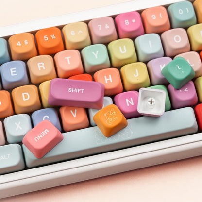 Set de 132 teclas MyKeyboard Gummy Bears con perfil MOA y diseño colorido en tonos pastel con iconos de ositos