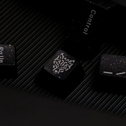 Keycaps MyKeyboard Jaycomia WOB Flash de perfil Cherry en ABS negro con diseño de lobo y detalles brillantes
