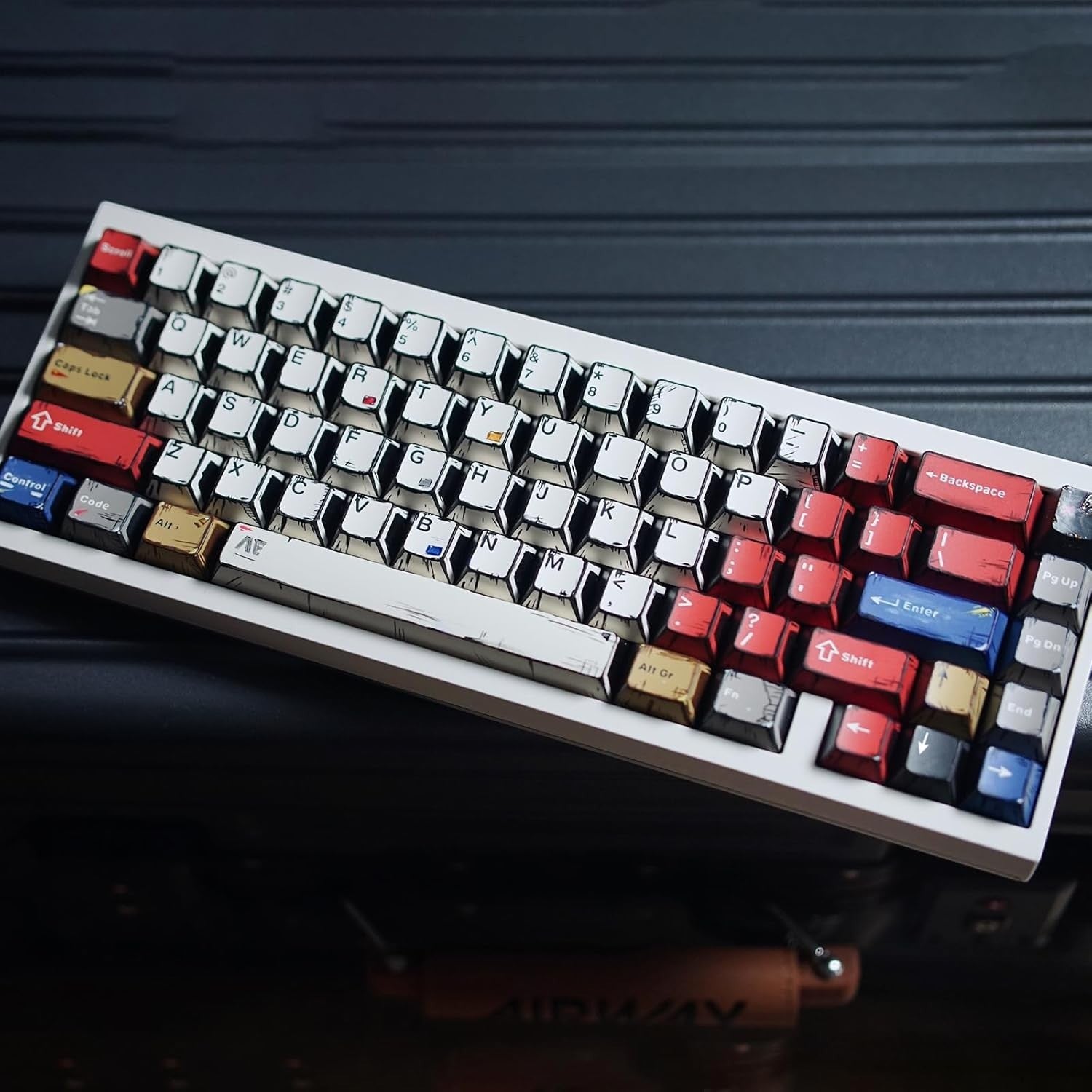 Set de 141 teclas MyKeyboard con diseño manga, perfil Cherry y material PBT de alta calidad en colores rojo y azul.