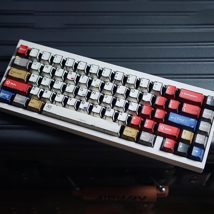 Set de 141 teclas MyKeyboard con diseño manga, perfil Cherry y material PBT de alta calidad en colores rojo y azul.
