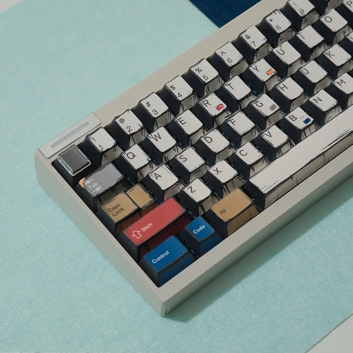 Set de 141 keycaps MyKeyboard con diseño estilo manga, perfil Cherry y fabricados en PBT con sublimación térmica.