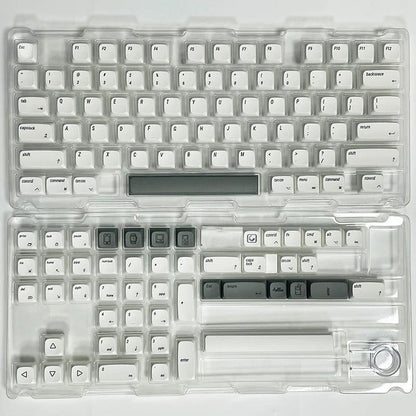 Set de 127 teclas MyKeyboard minimalistas en perfil Cherry, fabricadas en PBT con sublimación térmica en blanco y gris