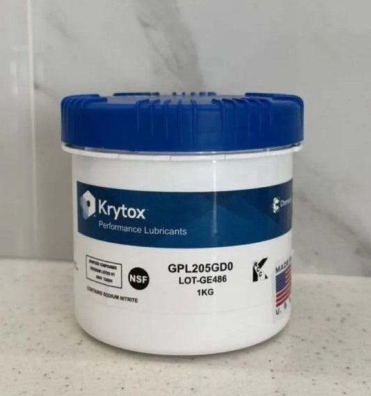 Lubricante MyKeyboard Krytox GPL 205 G0 para switches de teclado mecánico en envase blanco con tapa azul