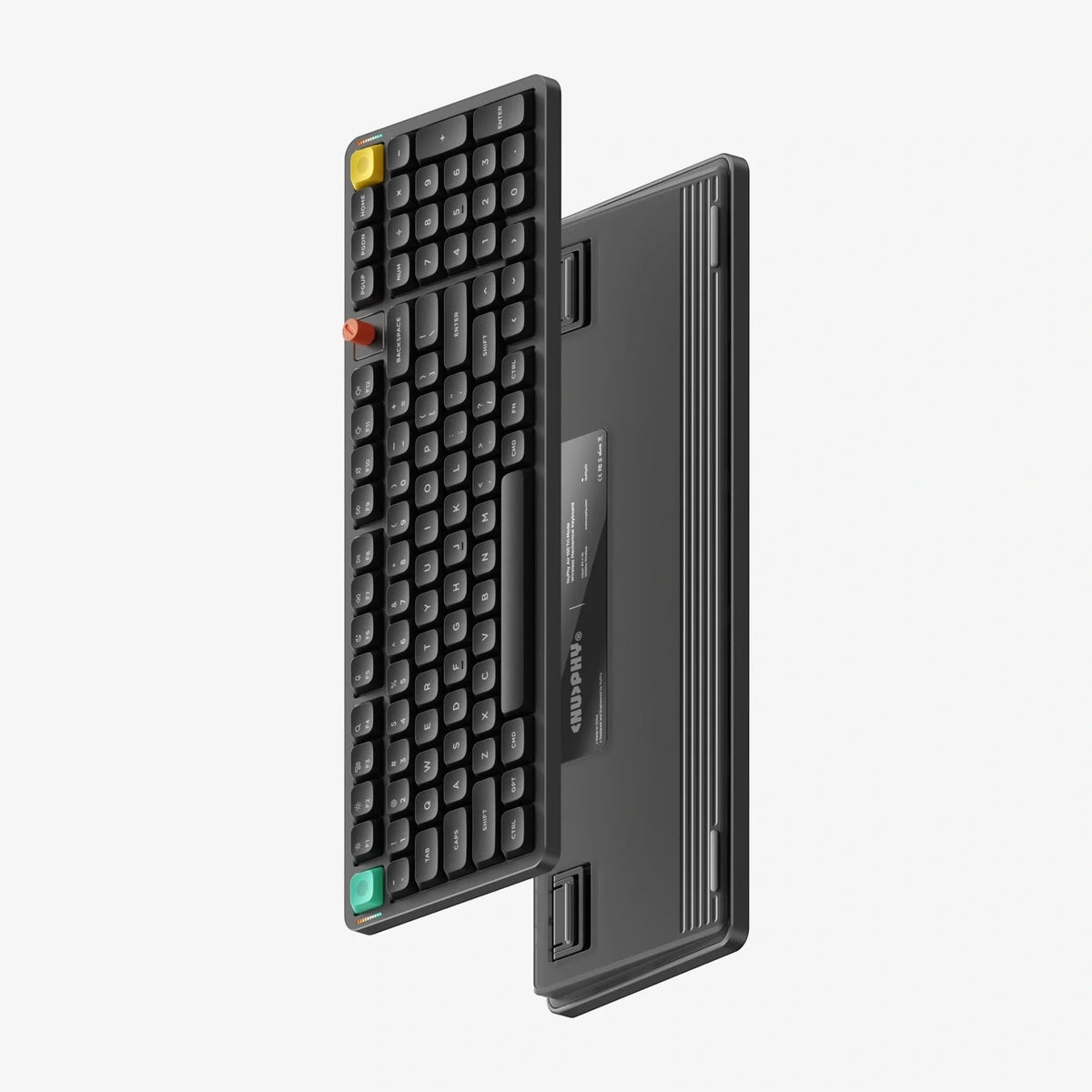 Teclado mecanico NuPhy Air100 V3 Nebula Dark de perfil bajo con perilla de volumen y teclas PBT negras.