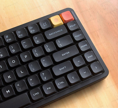 Teclado mecánico MyKeyboard Nuphy Air75 V3 negro con teclas Gateron Red Nano y teclas de acento amarillas y rojas