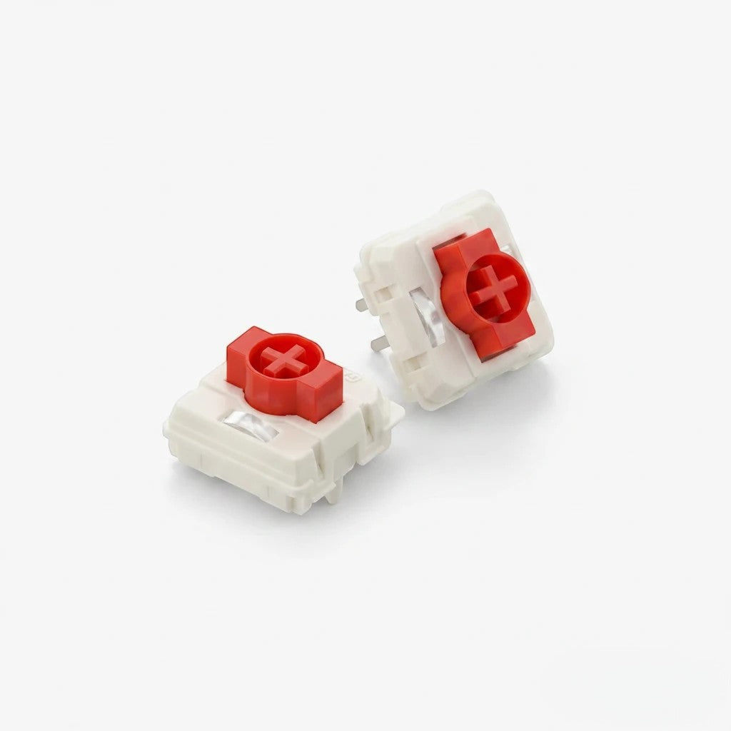 Switches mecánicos MyKeyboard NuPhy x Gateron Red Nano V3 de perfil bajo con diseño lineal en color blanco y rojo