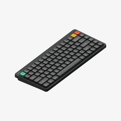 Teclado mecánico MyKeyboard NuPhy Node75 Ink Gray de perfil bajo, formato 75% con teclas PBT y acentos de color.