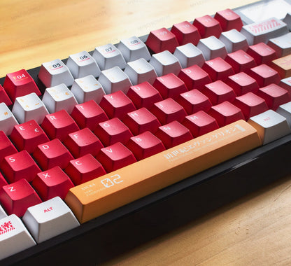 Teclado mecánico MyKeyboard EPOMAKER G84 Pro EVA-02 con teclas rojas, blancas y barra espaciadora naranja en español