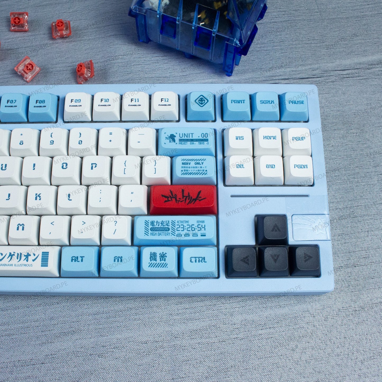 Teclado mecánico MyKeyboard Epomaker X Feker Galaxy80 Evangelion EVA-00 TKL con teclas PBT y pantalla LCD