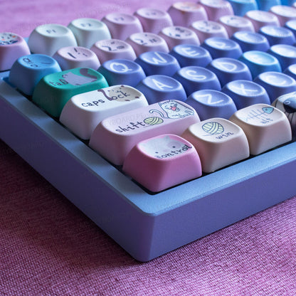 Teclado mecánico MyKeyboard Epomaker X Feker Galaxy80 TKL con teclas PBT personalizadas de gatos en tonos pastel