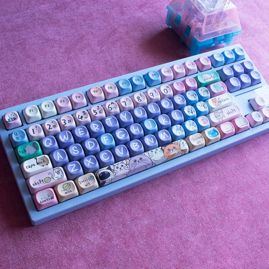 Teclado mecánico MyKeyboard Epomaker X Feker Galaxy80 TKL inalámbrico con teclas PBT temáticas de gatos y luz RGB