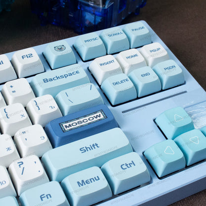 Teclado mecánico MyKeyboard Epomaker X Feker Galaxy80 Moscow TKL con teclas PBT azul y blanco e iluminación RGB