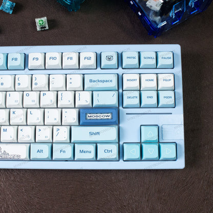 Teclado mecánico MyKeyboard Epomaker X Feker Galaxy80 Moscow TKL azul claro con teclas PBT y diseño personalizado