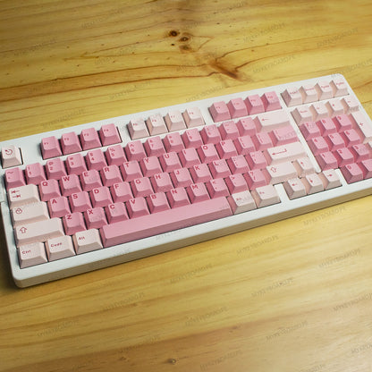 Teclado mecánico MyKeyboard EPOMAKER EK98 formato 96% con teclas rosas y blancas e iluminación RGB