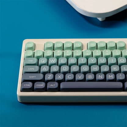 Set de 126 teclas MyKeyboard Botanical Garden con perfil MOA en tonos verde y azul, fabricadas en PBT de alta calidad.
