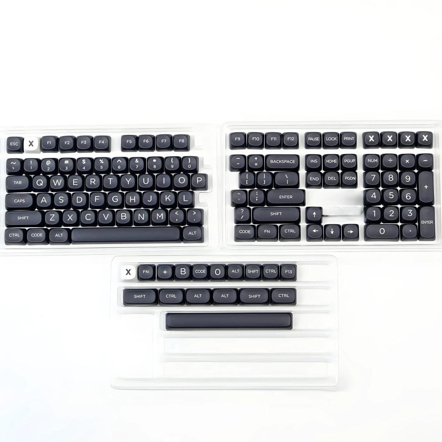 Set de 129 teclas MyKeyboard negras con perfil MOA fabricadas en PBT mediante sublimación térmica