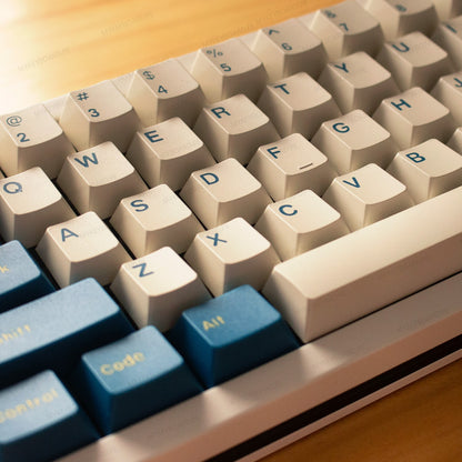 Teclado mecánico MyKeyboard Weikav NUT65 Merlin 65% con teclas PBT blancas y azules e iluminación RGB
