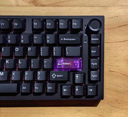 Teclado magnético YUNZII RT75 Pro de MyKeyboard con tecnología Hall Effect, distribución 75%, perilla multimedia y keycaps PBT visto desde arriba.