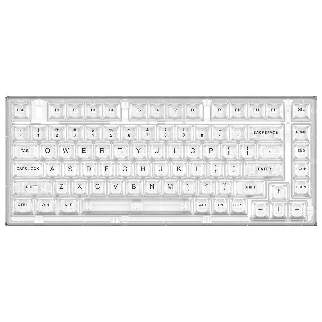 Teclado mecánico MyKeyboard YUNZII X75 Pro transparente con formato 75% y diseño minimalista de teclas cristalinas