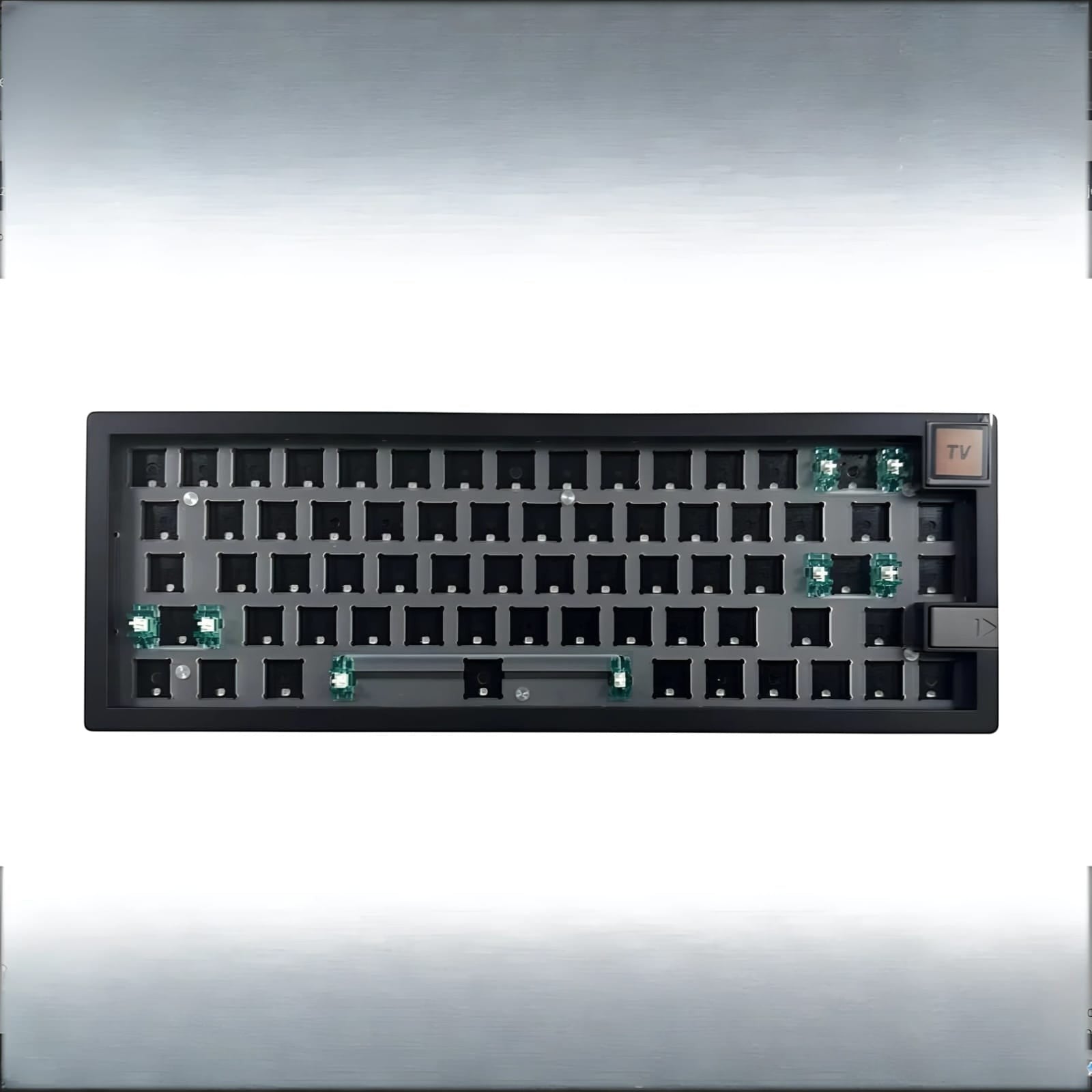 Base de teclado mecánico MyKeyboard ZUOYA GMK67-S 65% con pantalla LCD, hot swap y montaje gasket en color negro