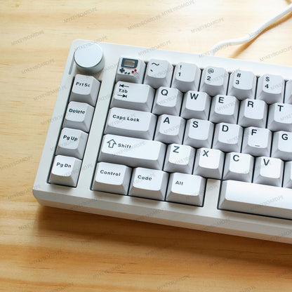 Teclado mecánico MyKeyboard ZUOYA GMK70 65% blanco con perilla de volumen, switches lineales y retroiluminación RGB